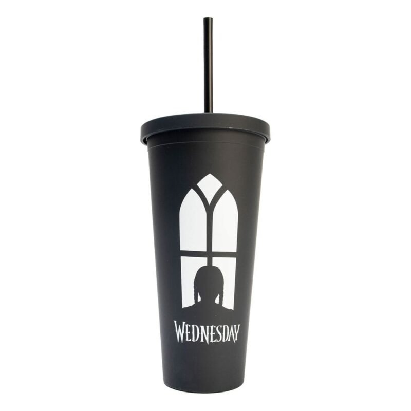 Kubek Wednesday z słomkami 485 ml metalowy