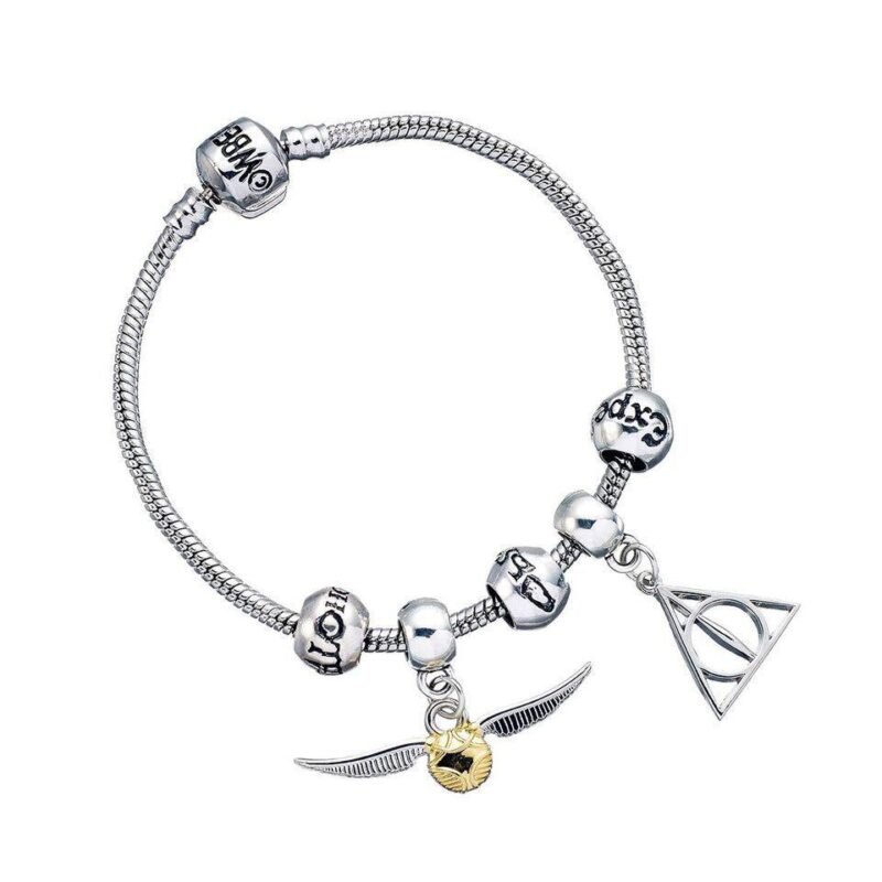 Zestaw bransoletek Harry Potter z zawieszkami Deathly Hallows, Snitch i 3 zaklęcia