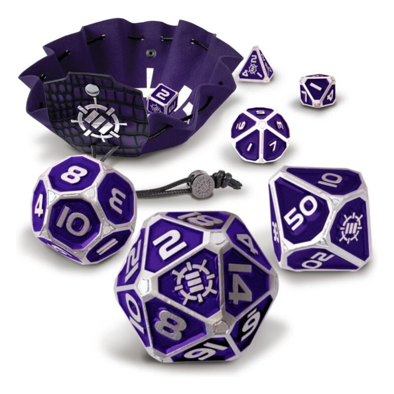 Zestaw kości Metal RPG Enhance Tabletop Series Purple (7)