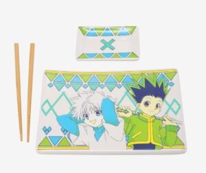 Zestaw ceramiczny do sushi z pałeczkami Gon i Killua