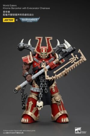 Figurka Warhammer 40k Action Figurka 1/18 World Eaters Khorne Berzerker with Eviscerator Chainaxe 13 cm