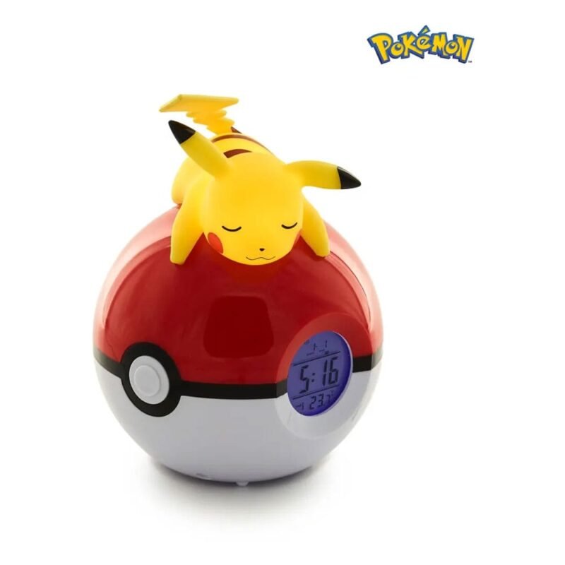 Budzik Pokeball z Pikachu 18 cm z podświetleniem