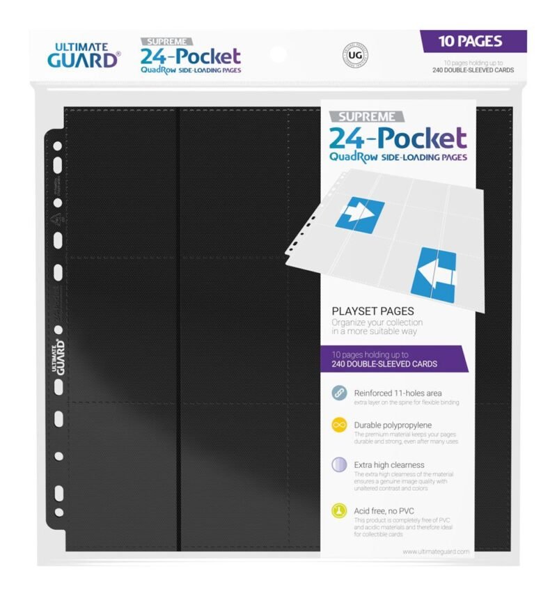 Karty Ultimate Guard 24-pocket QuadRow w kolorze czarnym (10 sztuk)