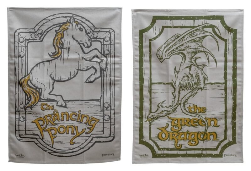 Ręcznik kuchenny Weta Workshop Lord of the Rings 2-pack Green Dragon Prancing Pony 69 cm