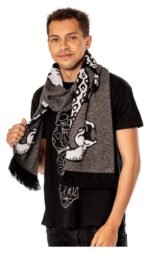 Harry Potter Scarf Dark Arts Spell Long Length Grey