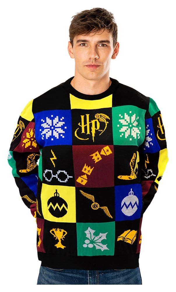 Harry Potter Christmas Sweater Deluxe Patchwork Knitted Size XXL Sweter CID Harry Potter Świąteczny Deluxe Patchwork XXL